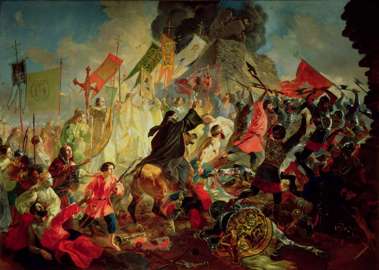 Re Stefano IV Batory che assedia Pskov nel 1581